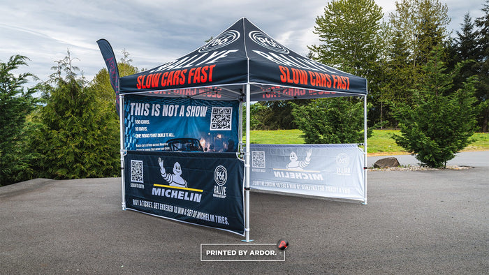 P66 Rallye custom printed tent by Ardor Printing