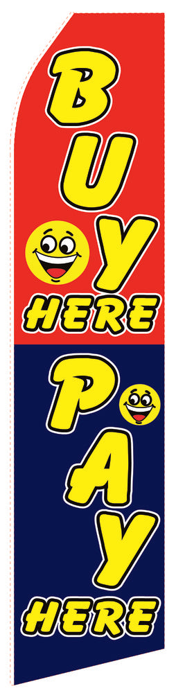 Pay Here econo feather flag, 16 ft, single-sided