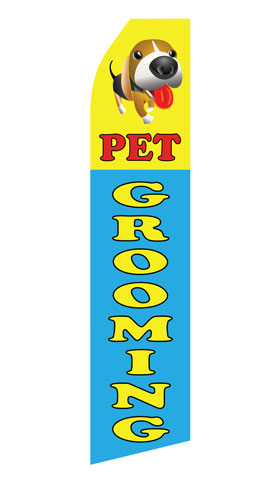 Pet Grooming econo feather flag, 16 ft, single-sided, design 0143