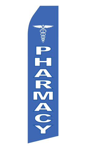 Pharmacy econo feather flag, 16 ft, single-sided, design 0111