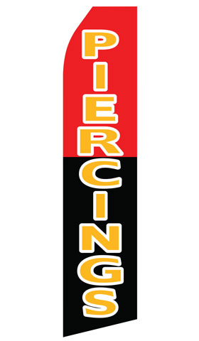Piercings econo feather flag, 16 ft, single-sided