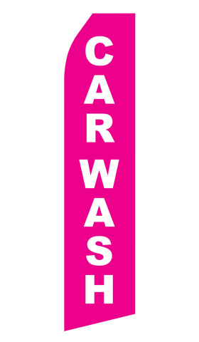 Pink Car Wash econo feather flag, 16 ft, single-sided