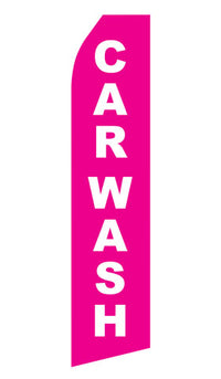 Pink Car Wash econo feather flag, 16 ft, single-sided