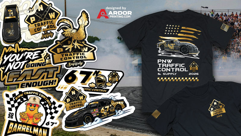 PNW Traffic Control t-shirt and sticker designs