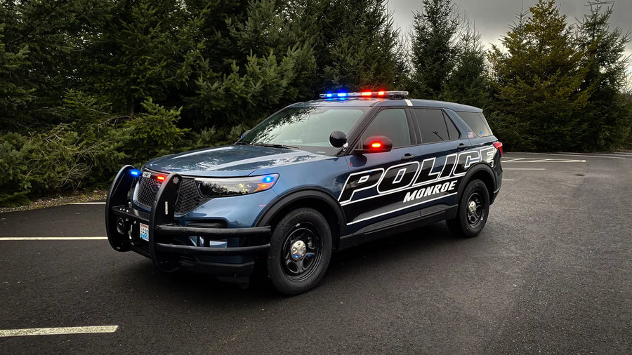 Monroe Police Department Ford Explorer patrol car graphics, Monroe WA