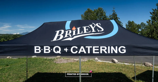 Custom printed pop-up canopy tent for Briley's BBQ and Catering