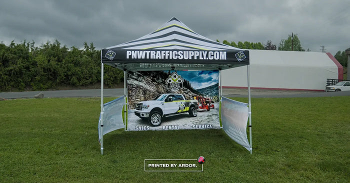 Custom pop-up tent with printed walls for PNW Traffic Control