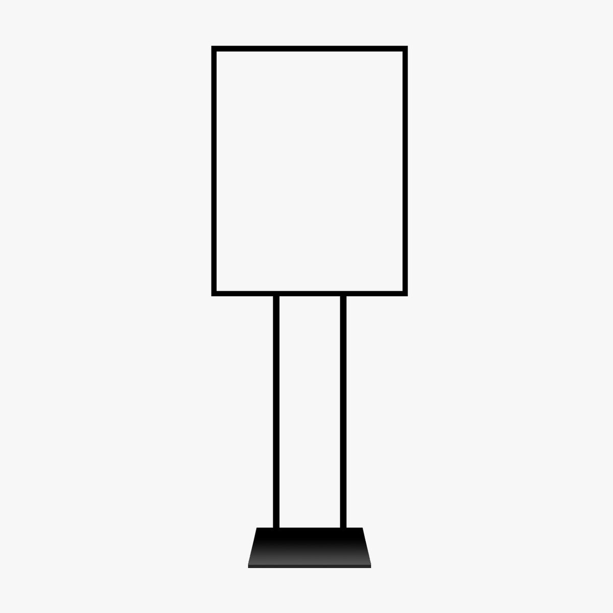 Black steel floor poster stand for 22 x 28 inch drop-in signs, hardware only