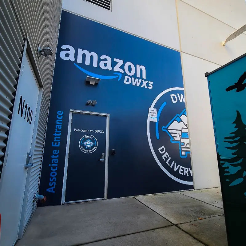 Large outdoor mural we printed and installed for Amazon's DWX3 facility in Seattle, WA. These graphics were printed using 3M envision film and installed by a certified ardor installer.