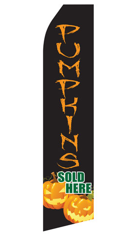 Pumpkins Sold Here econo feather flag, 16 ft, single-sided