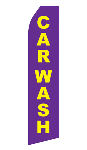 Purple Car Wash econo feather flag, 16 ft, single-sided