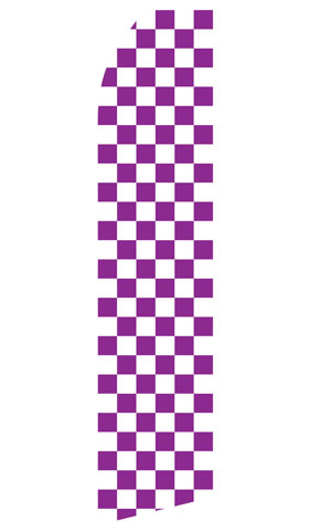 Purple Checkered econo feather flag, 16 ft, single-sided, design 1748
