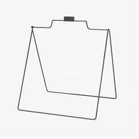 Black steel wire real estate A-frame with a rider clip at the top, shown without a sign