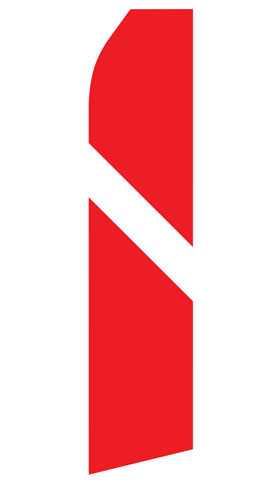Red and White Stripe econo feather flag, 16 ft, single-sided, design 1013