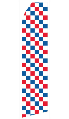 Red, Blue, and White Checkered econo feather flag, 16 ft, single-sided