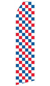 Red, Blue, and White Checkered econo feather flag, 16 ft, single-sided