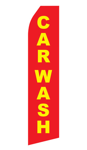 Red Car Wash econo feather flag, 16 ft, single-sided, design 0307