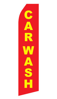 Red Car Wash econo feather flag, 16 ft, single-sided, design 0307