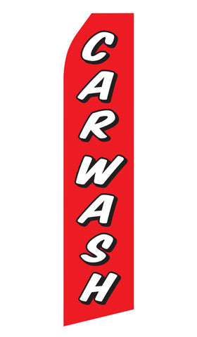 Red Car Wash econo feather flag, 16 ft, single-sided, design 0310