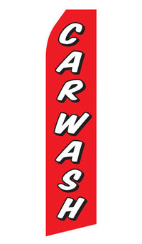 Red Car Wash econo feather flag, 16 ft, single-sided, design 0310