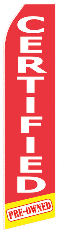 Red Certified econo feather flag, 16 ft, single-sided