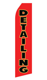 Red Detailing Service econo feather flag, 16 ft, single-sided