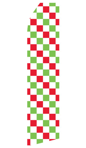 Red, Green, and White Checkered econo feather flag, 16 ft, single-sided