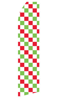 Red, Green, and White Checkered econo feather flag, 16 ft, single-sided
