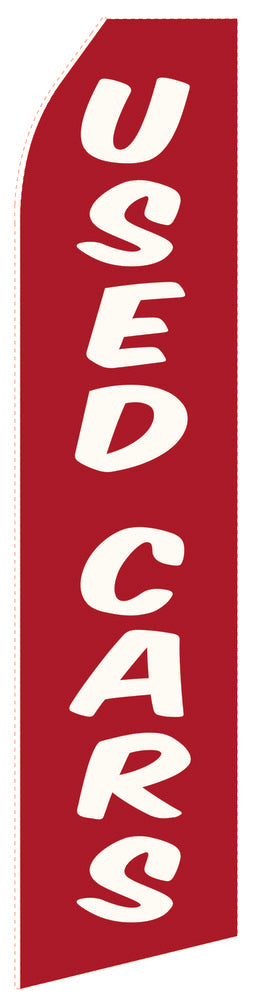 Red Used Car econo feather flag, 16 ft, single-sided