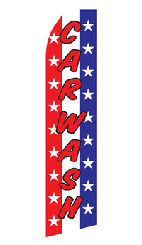 Red White and Blue Car Wash econo feather flag, 16 ft, single-sided