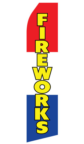 Red, White, and Blue Fireworks econo feather flag, 16 ft, single-sided