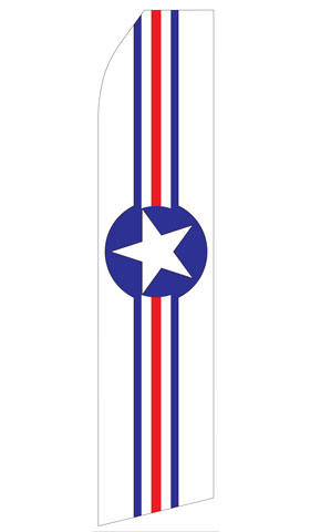 Red White and Red Star econo feather flag, 16 ft, single-sided