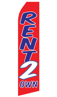 Rent 2 Own econo feather flag, 16 ft, single-sided