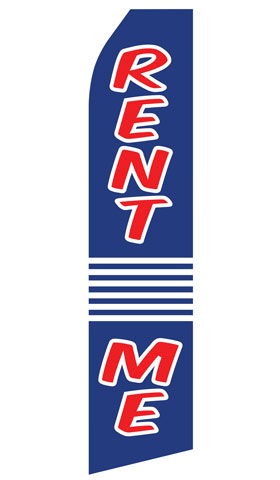 Rent Me econo feather flag, 16 ft, single-sided, design 1316