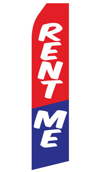 Rent Me econo feather flag, 16 ft, single-sided, design 1327