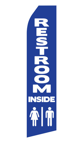 Restroom Inside econo feather flag, 16 ft, single-sided, design 0116