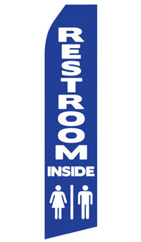 Restroom Inside econo feather flag, 16 ft, single-sided, design 1004