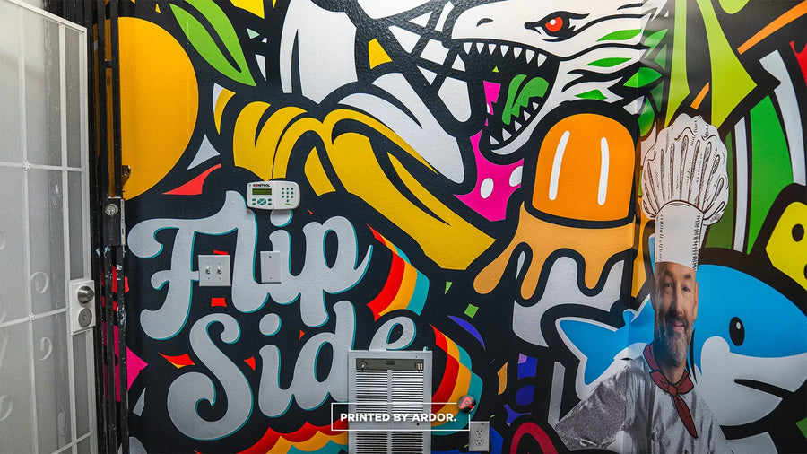 Colorful graffiti style retail wall mural in Everett WA