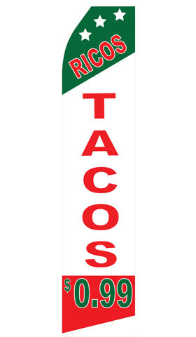 Ricos Tacos econo feather flag, 16 ft, single-sided