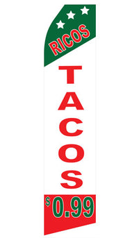 Ricos Tacos econo feather flag, 16 ft, single-sided