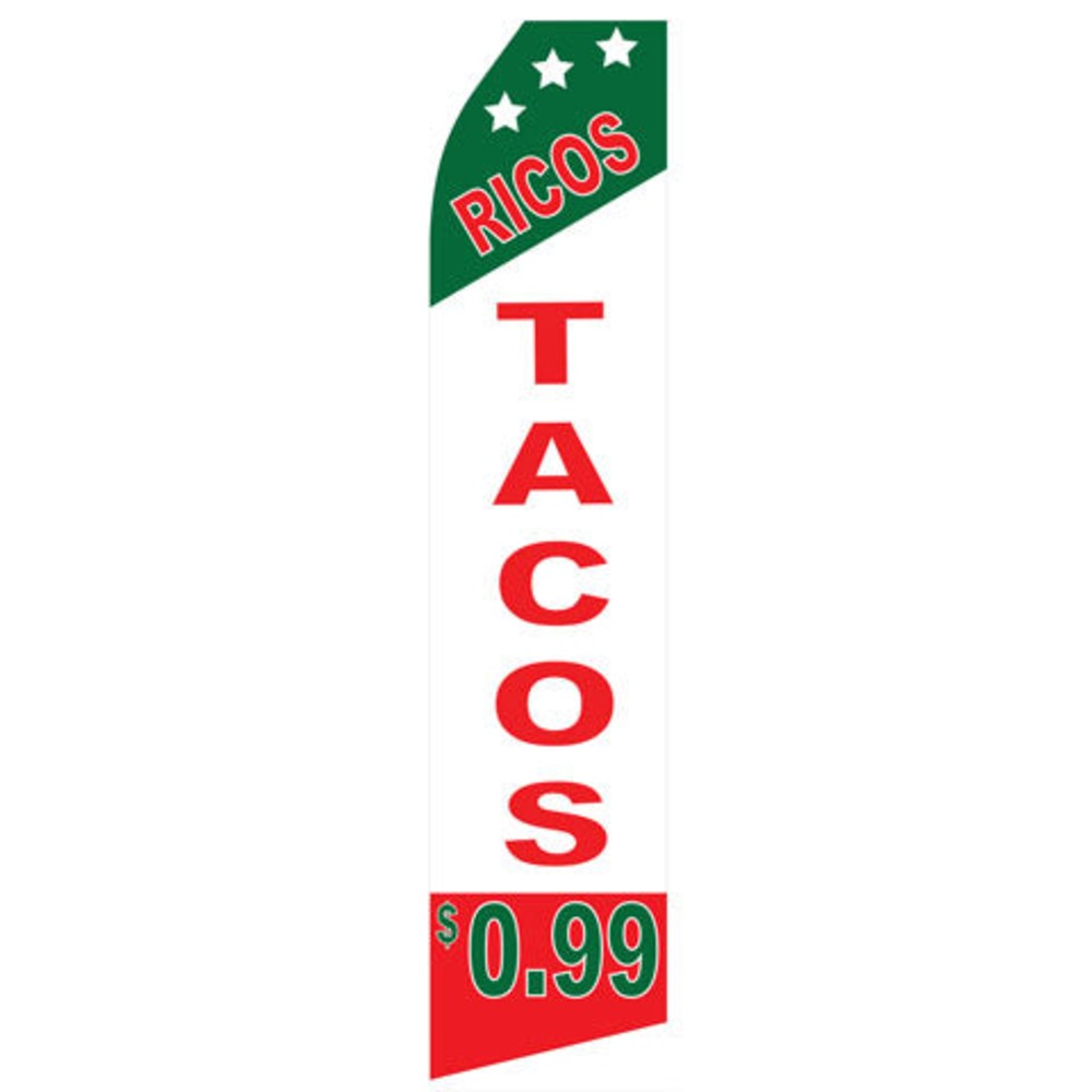 Ricos Tacos econo feather flag, 16 ft, single-sided