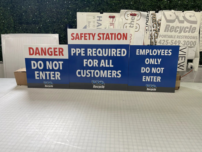 Dibond safety and wayfinding signs for DTG Recycle