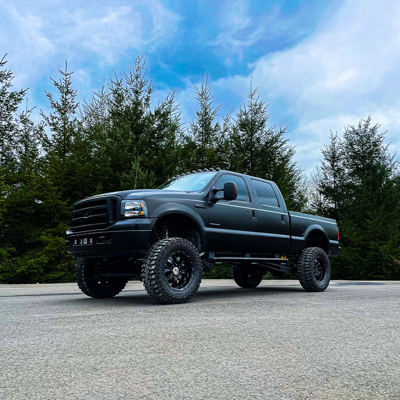 3M Satin Black car wrap we did on a Ford F-250, This truck was white before we installed this vinyl wrap.