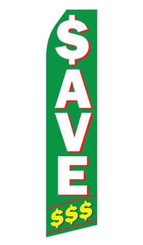 Save $$$ econo feather flag, 16 ft, single-sided, design 1056