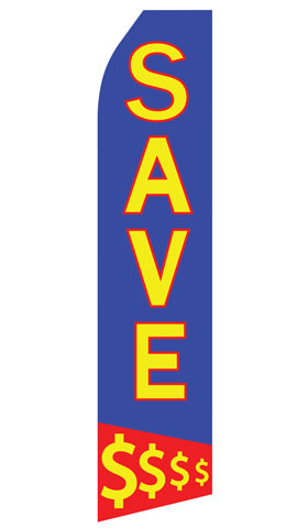 Save $$$ econo feather flag, 16 ft, single-sided, design 1514