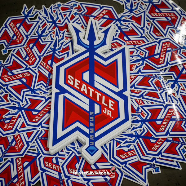Seattle Jr. trident logo die cut stickers printed by Ardor Printing