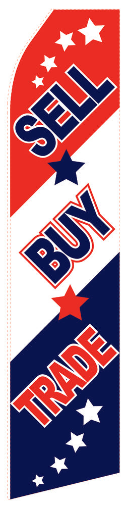 Sell Buy Trade econo feather flag, 16 ft, single-sided, design 1808