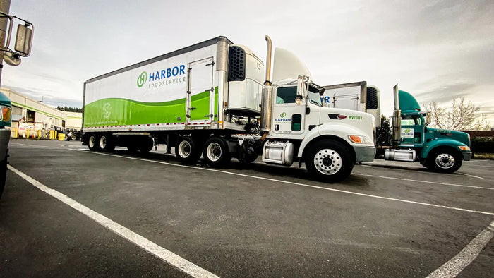 Semi truck and trailer graphics for Harbor Foods