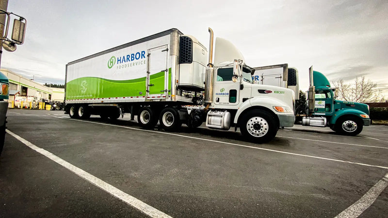 Semi truck and trailer graphics Ardor Printing installed for Harbor Foods