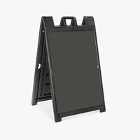 Black Signicade Deluxe plastic A-frame sidewalk sign stand with blank 24 x 36 inch panels